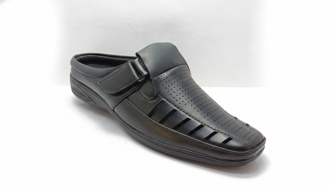 Black Perforated Mule — civil footwear manufacturer Agra