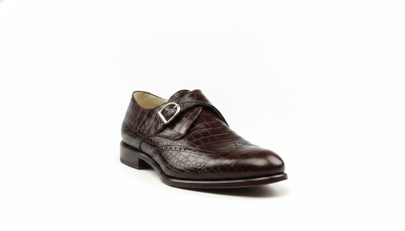 Brown Croc Double Monk — civil footwear manufacturer Agra
