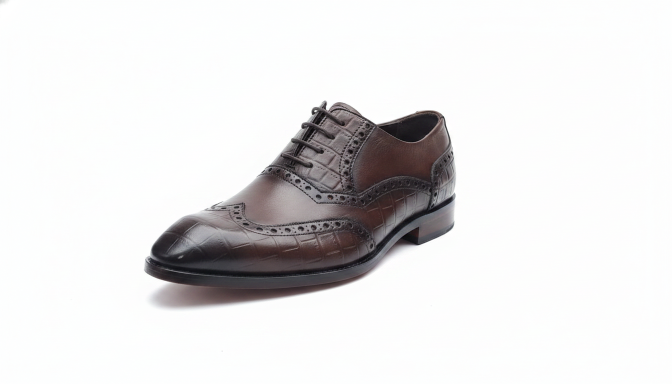 Brown Croc Longwing Brogue — civil footwear manufacturer Agra