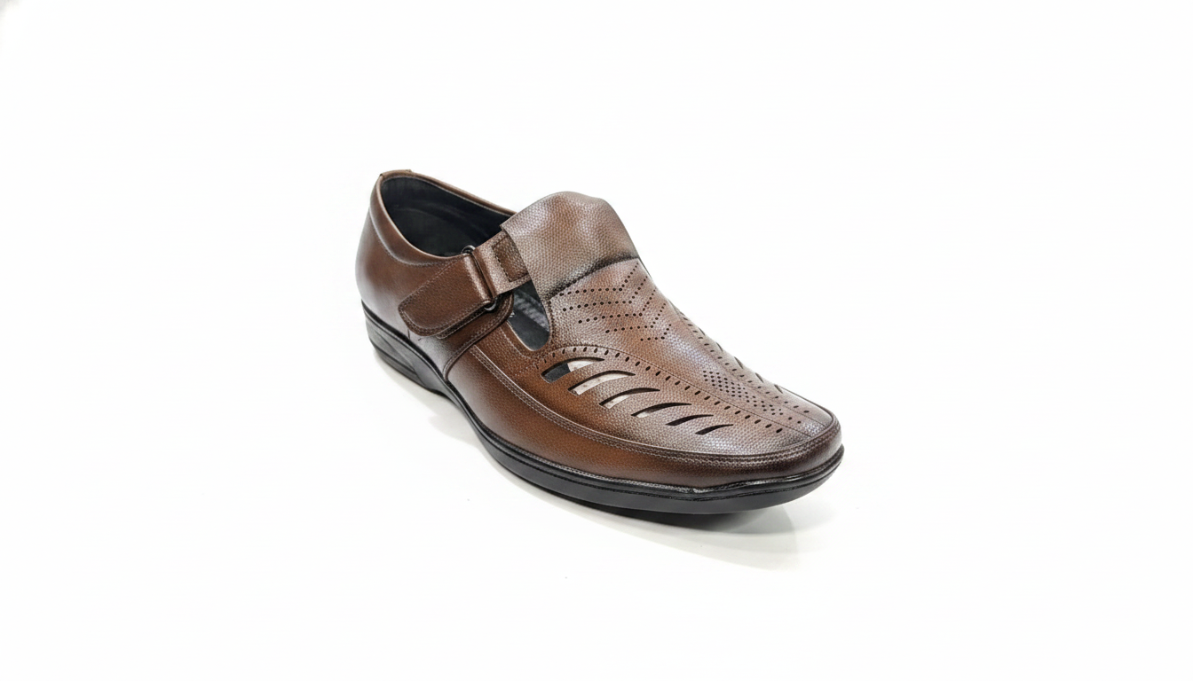 Brown Perforated Sandal — civil footwear manufacturer Agra