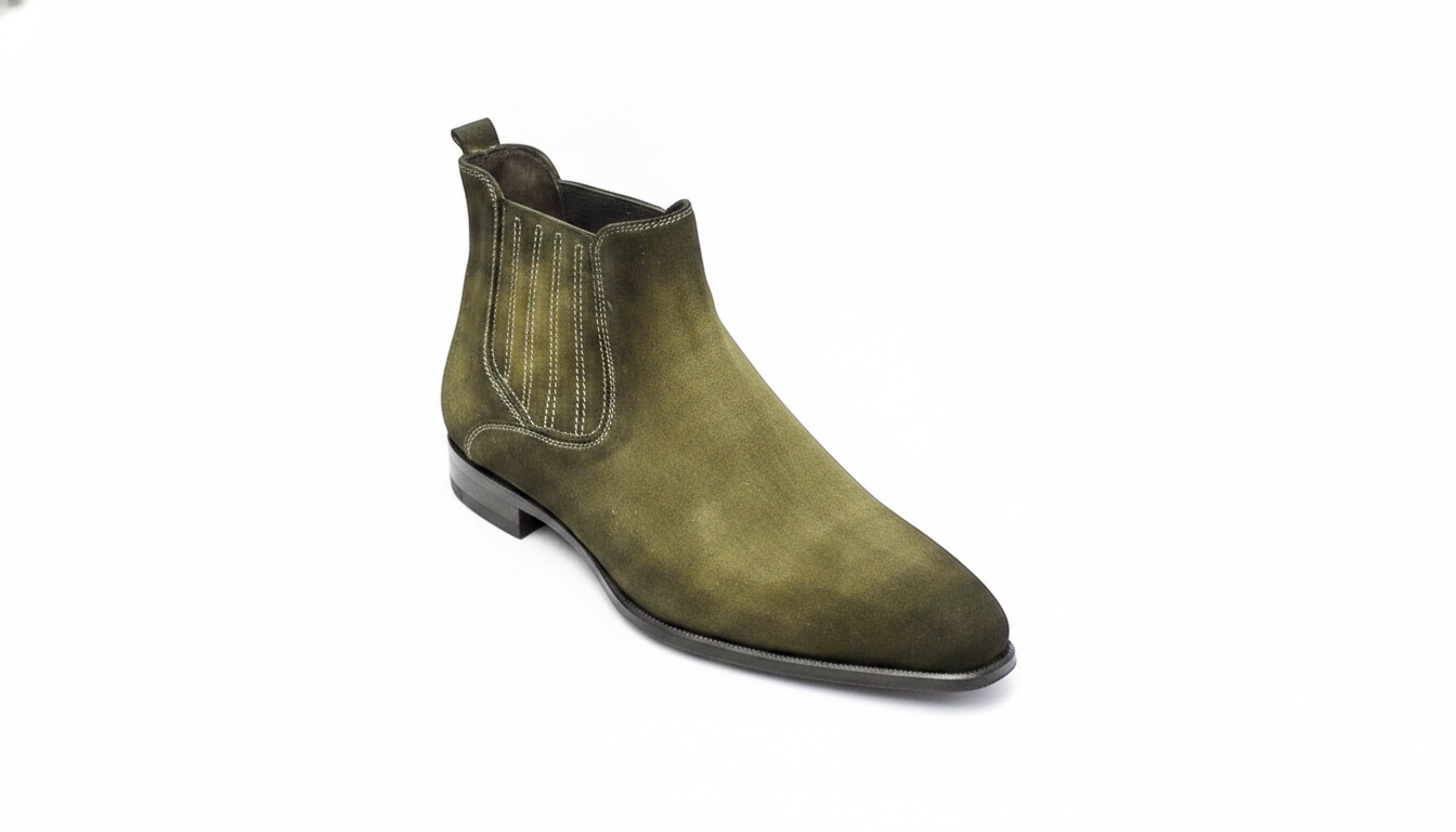Olive Suede Chelsea Boot — civil footwear manufacturer Agra