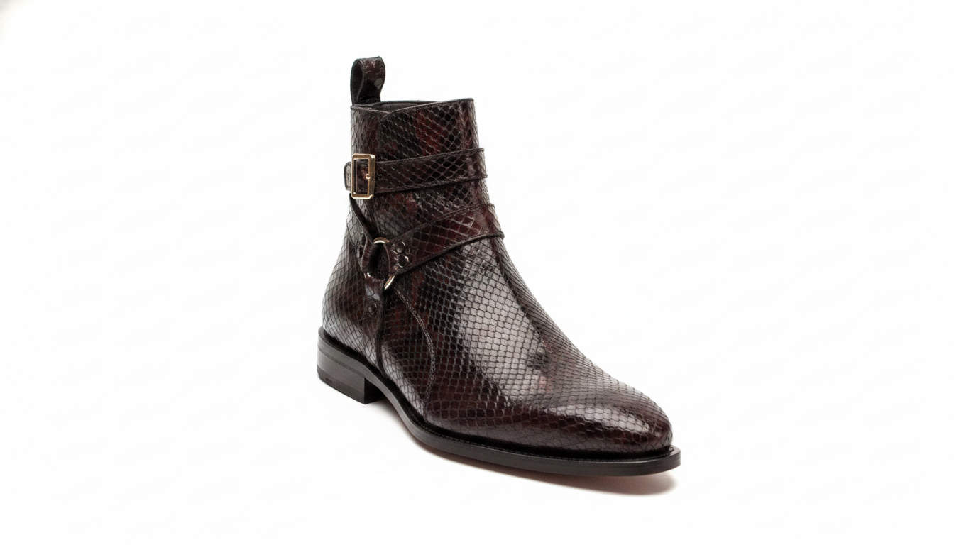 Oxblood Python Harness Boot — civil footwear manufacturer Agra
