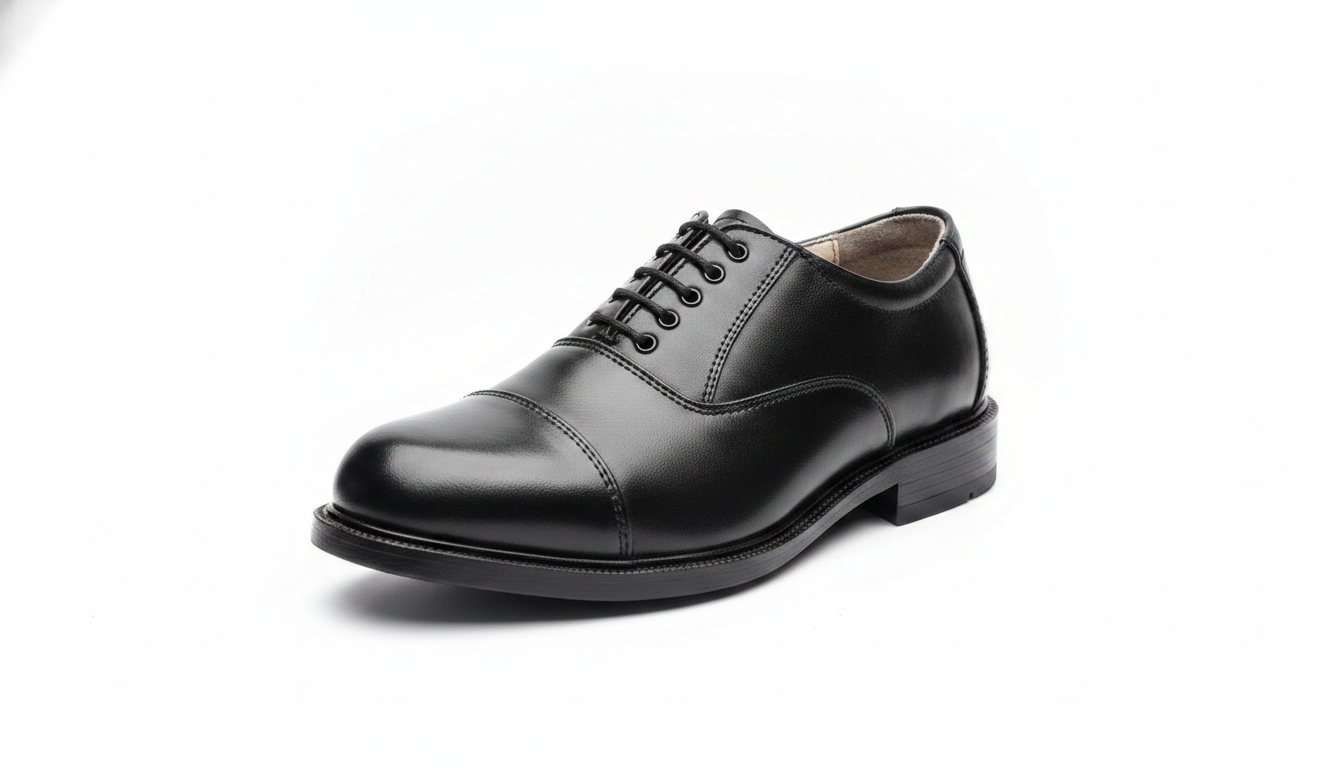 Police Cap-Toe Parade Oxford — Black — force footwear manufacturer Agra