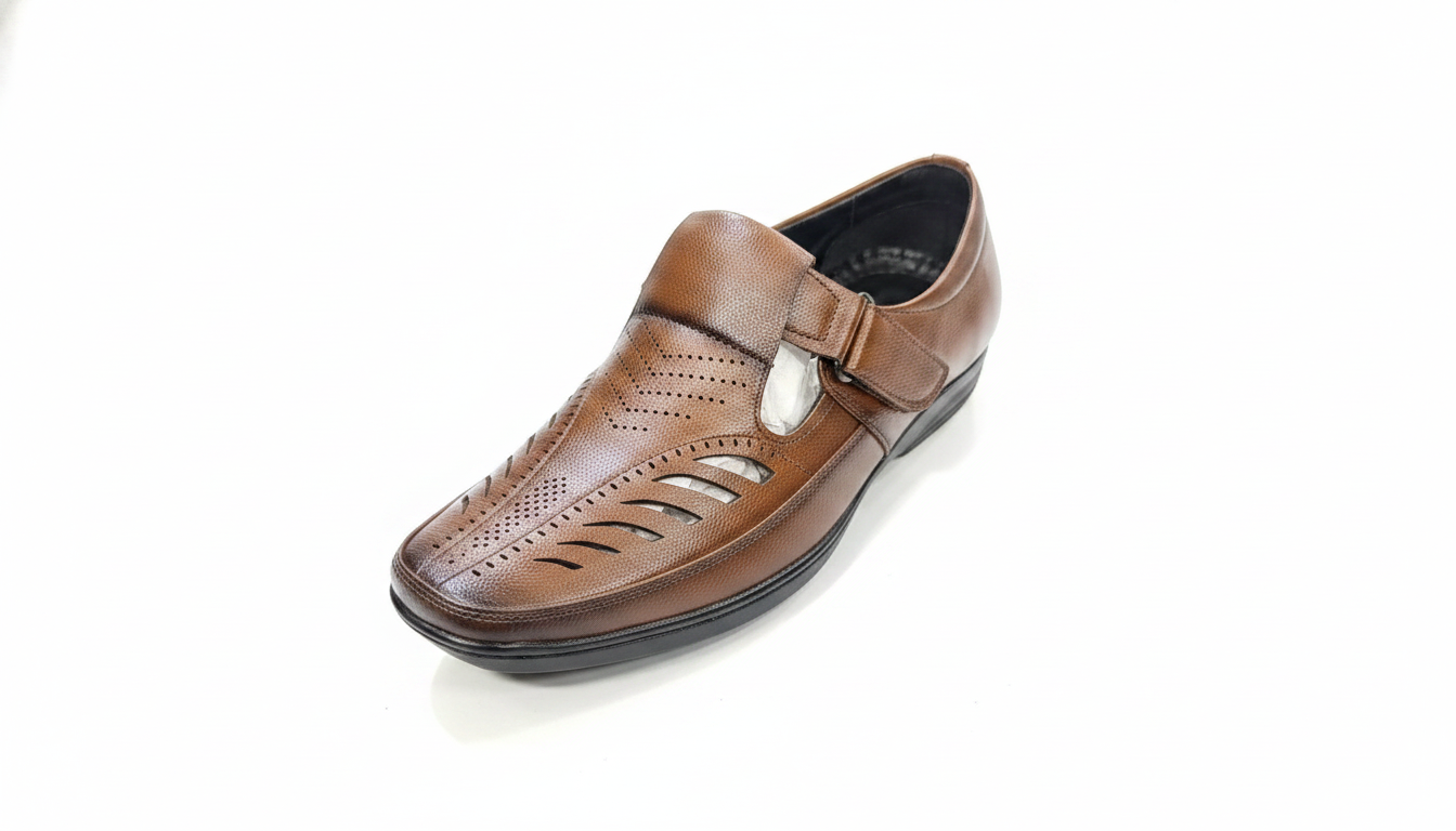 Tan Perforated Sandal — civil footwear manufacturer Agra